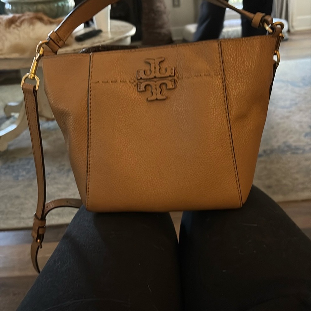 Tory Burch Tan Pebbled Leather Crossbody Bag
